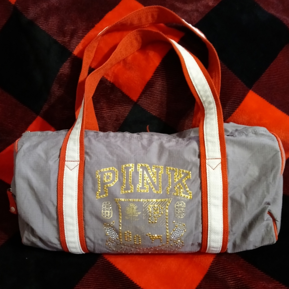 VS Pink Vintage Rare Grey Gold Duffle bag bling